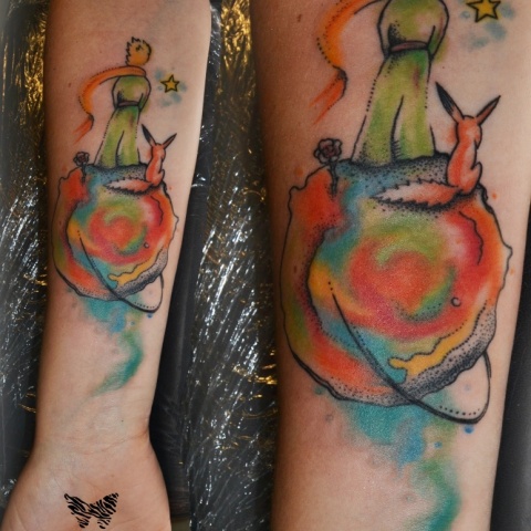 Barevné tetování na motivy knihy Malý princ