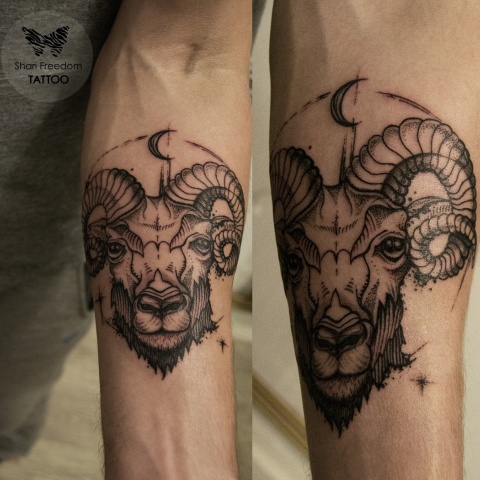 tetování berana na ruce