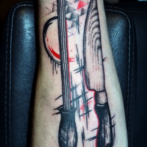 tetování nože a ocílky